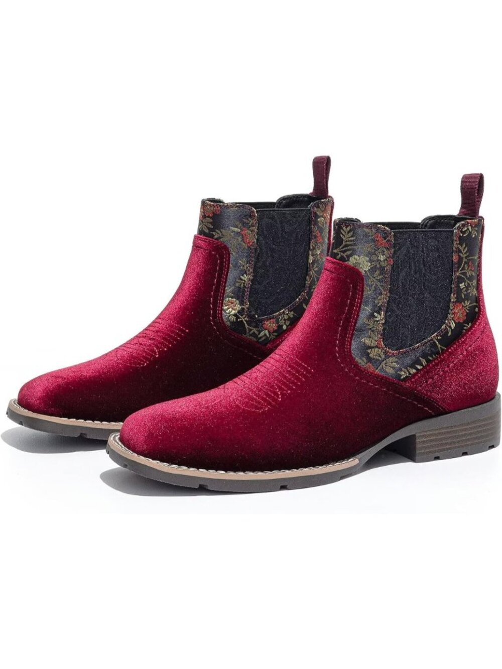 🆕Men's Red Chelsea Boots Suede Ankle Boots Comfortable Slip-On Dress Boots